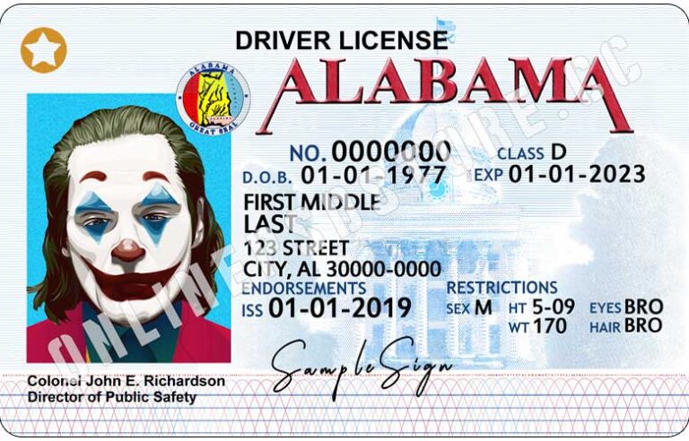 alabama drivers license template download free