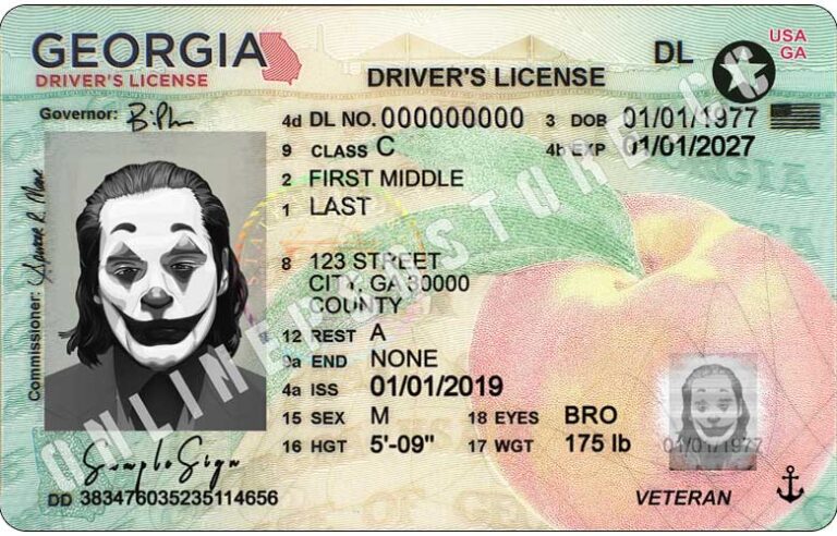 georgia drivers license template free