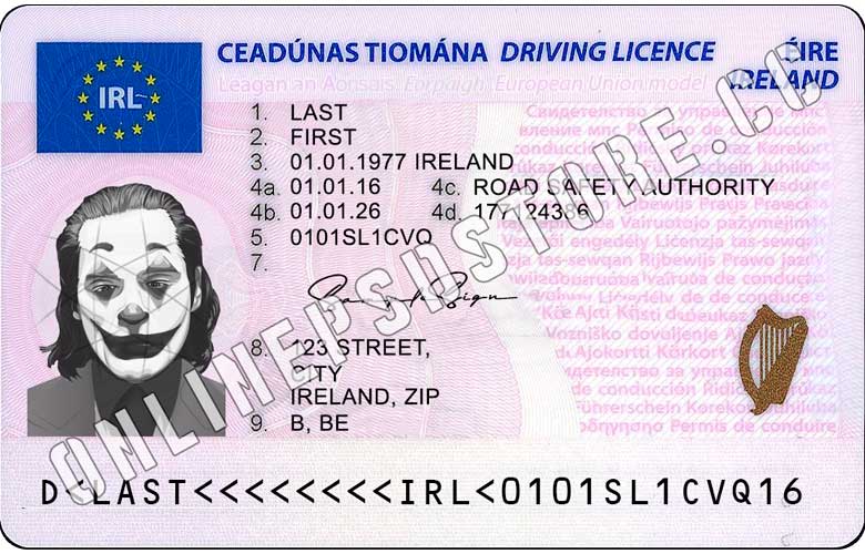 irish driving licence template