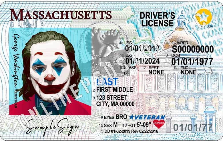 USA Massachusetts driver's permit template in PSD format, with the fonts, by Doctempl Driving license