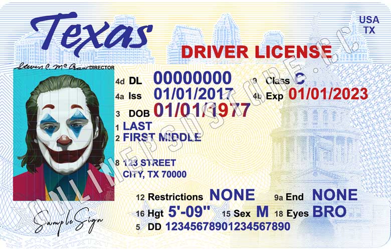 texas drivers license template free