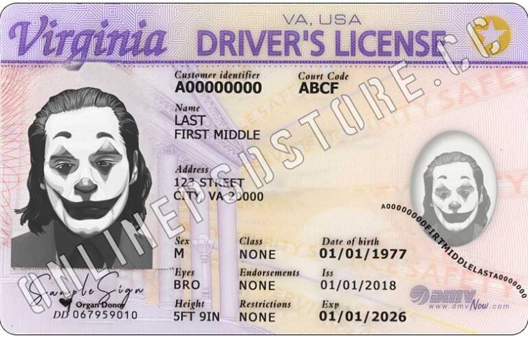 virginia drivers license template free download