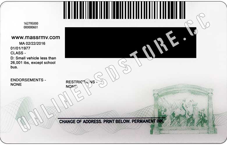 USA Massachusetts driver's permit template in PSD format, with the fonts, by Doctempl Driving license